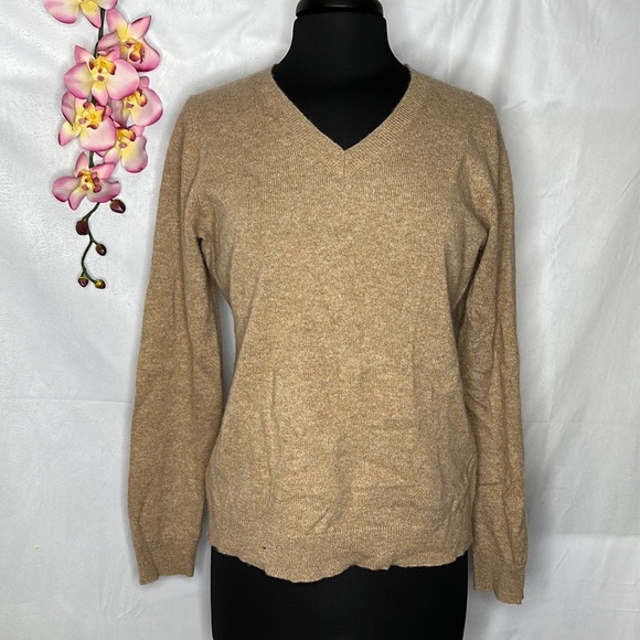 Charter club cashmere v neck sweater in heather camel - Picture 1 of 4